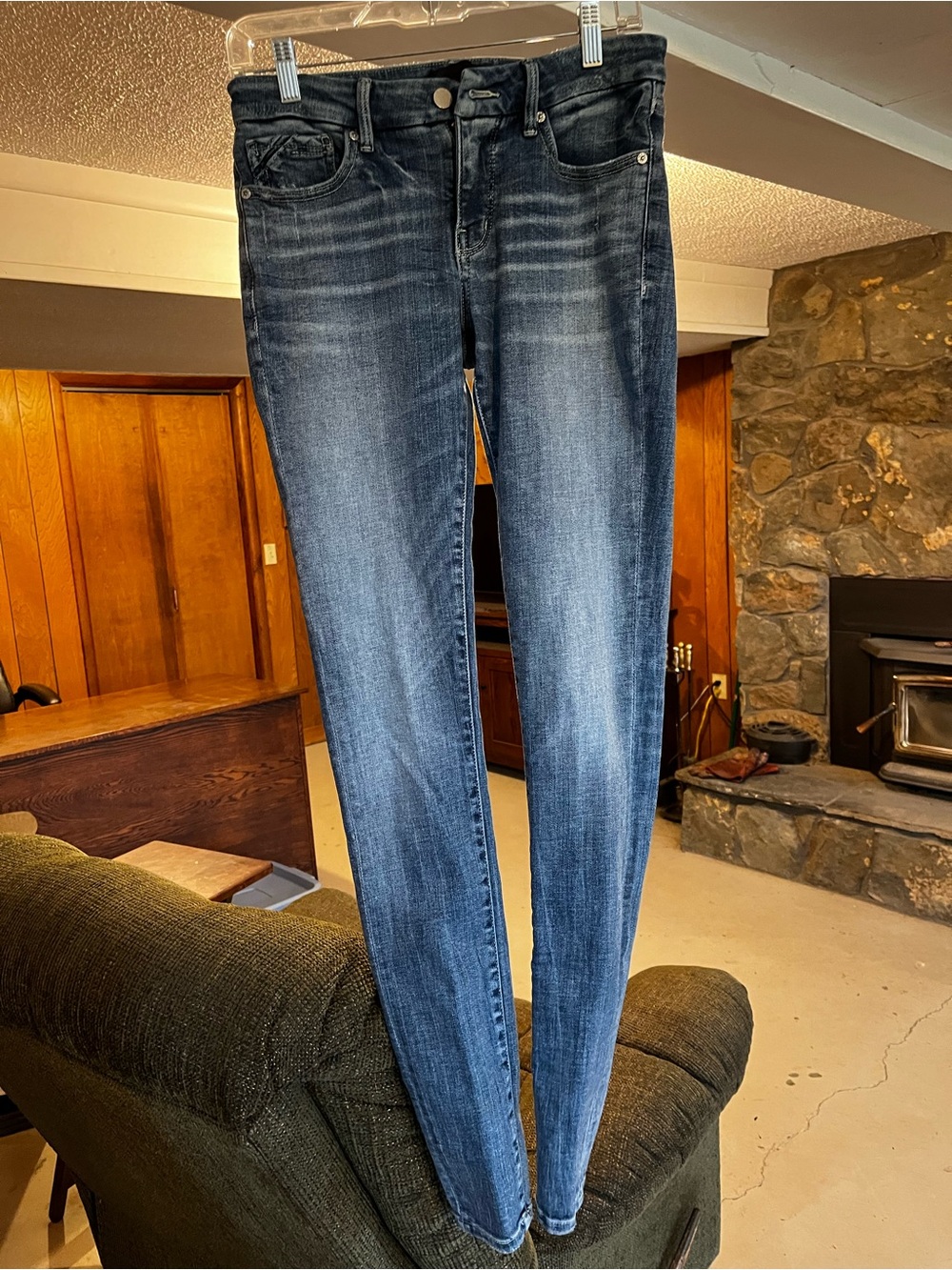 Buckle Women Skinny Jeans - Faded Dark Blue